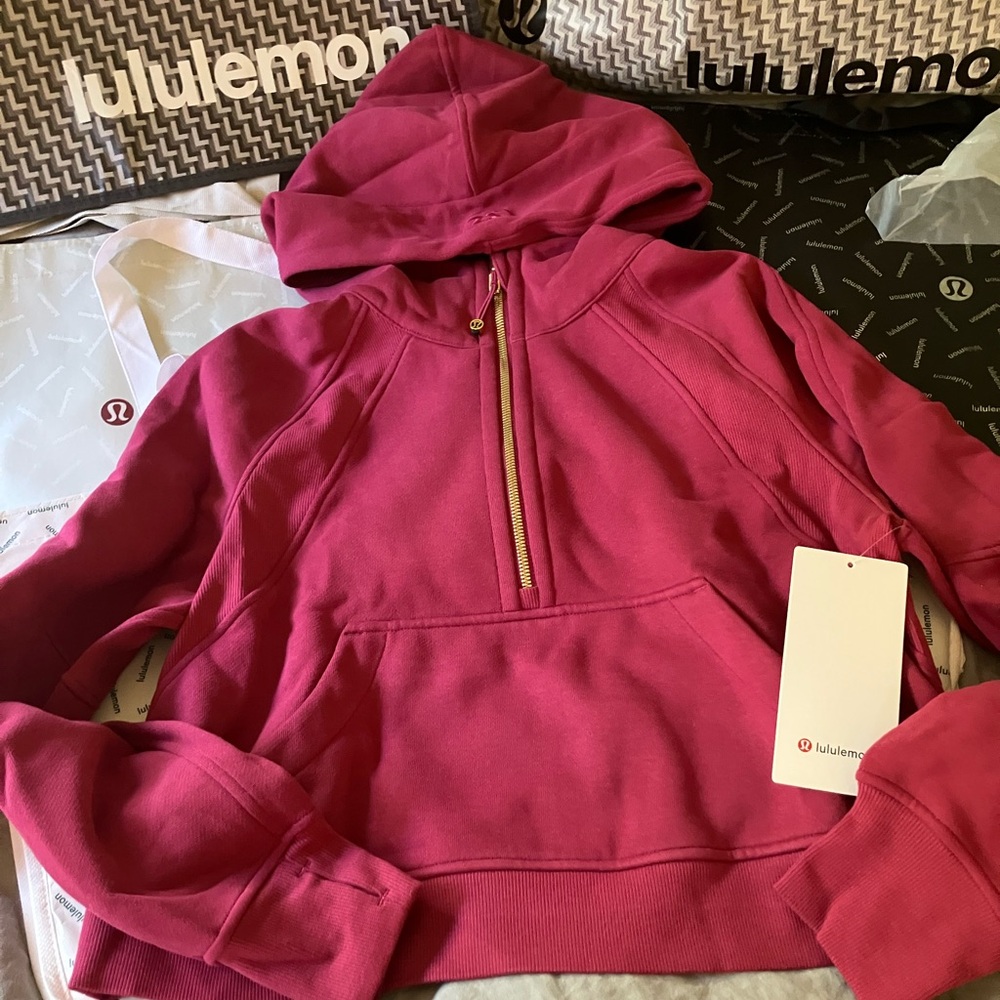 NWT Lululemon Scuba Oversized Half-Zip Hoodie, XS/S, Magenta Smoke/Gold